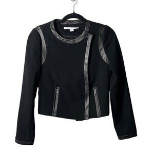 Diane von furstenberg‎ leather Esther black jacket pockets women’s size 4